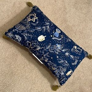 NWT Blue Hanukkah accent lumbar pillow, 20" x 12"